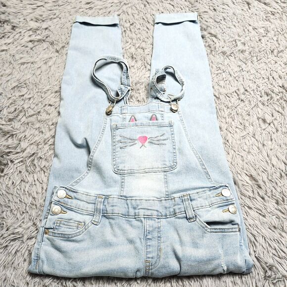 Justice Jeans Overalls Teens Juniors 12 Womens Light‎ Blue Denim Skinny Cuffed - Picture 3 of 16